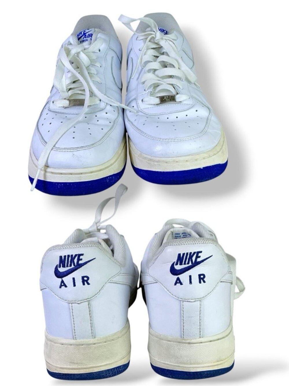 Nike Air Force 1 sneakers Vintage 2008 Leather Low Top white blue Men Size 12 - Picture 2 of 16